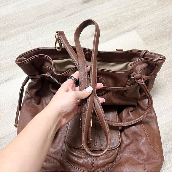 Isaac Mizrahi Live LG Satchel Leather Shoulder Bag Tote Purse Handbag Brown - Picture 10 of 16